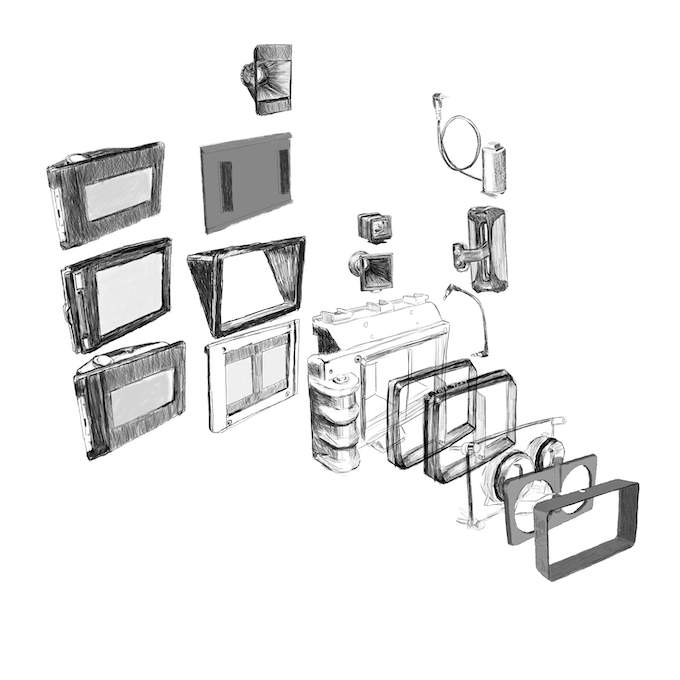 Expanded view of camera parts